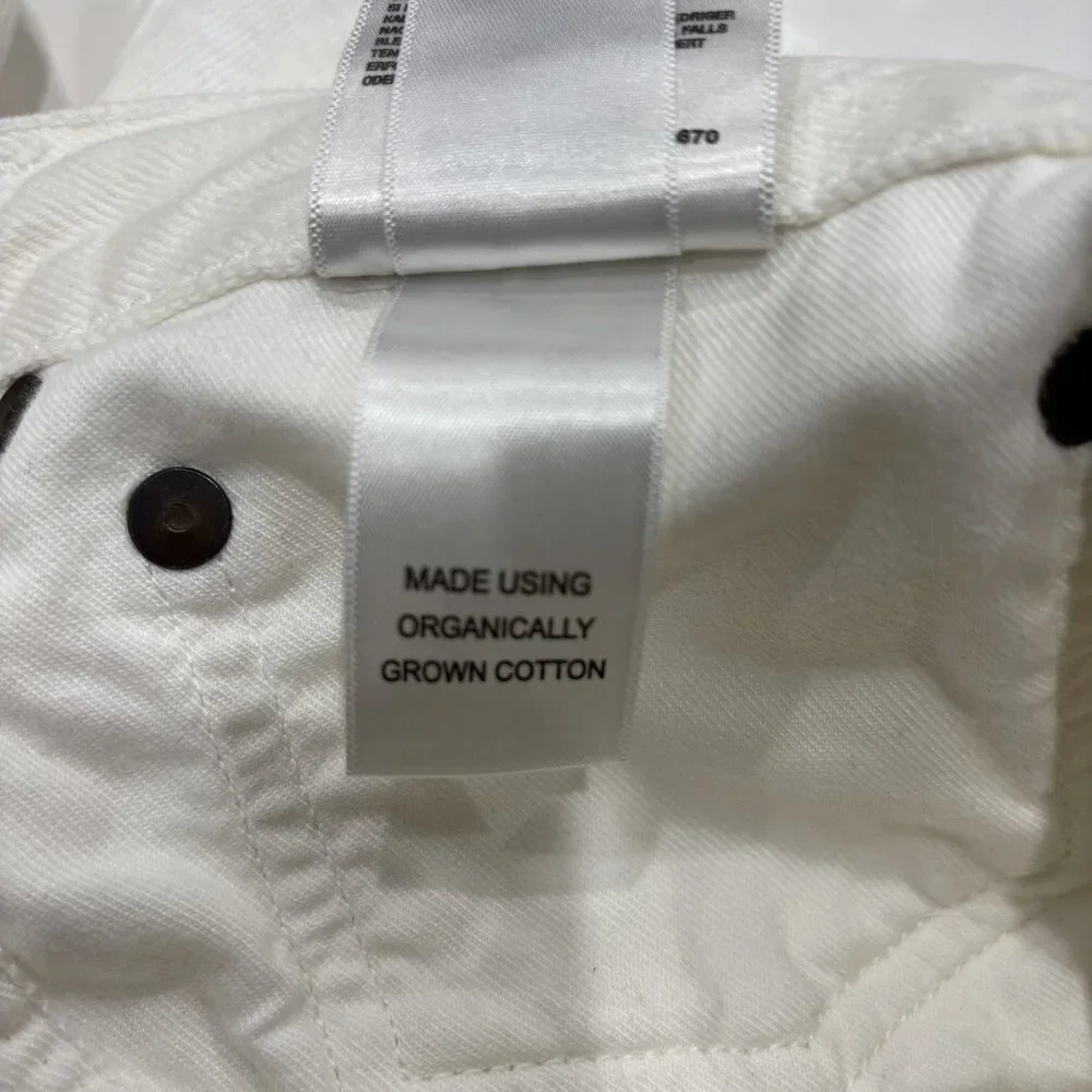 30 Agolde High Rise Short Parker Long Organic Cotton White Button Closure Denim - Picture 16 of 16